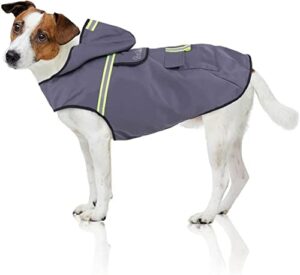 Bella & Balu Hunderegenmantel – Wasserdichter Hundemantel mit Kapuze und Reflektoren für trockene, sichere Gassigänge, den Hundespielplatz und den Urlaub mit Hund (XS | Grau)