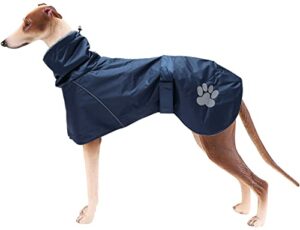 Geyecete Hundemantel Wasserdichter fur Windhund, Winter Hundejacken mit warmem plüschfutter, Regenmantel winddicht, Hundebekleidung mit verstellbaren Bändern, für mittel und große Hunde-Blau-S
